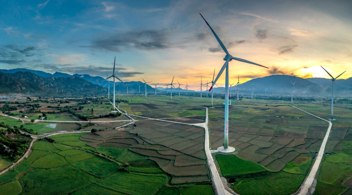 wind turbine in countryside
